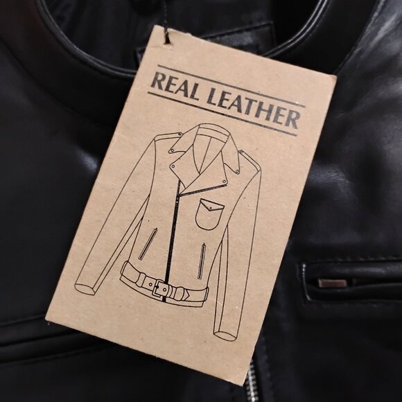 Dodge Women’s Black Biker Genuine Leather Jacket Size L - Picture 4 of 15